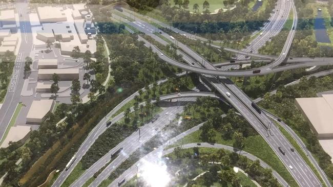 An artists impression of the WestConnex St Peters Interchange in inner west Sydney.