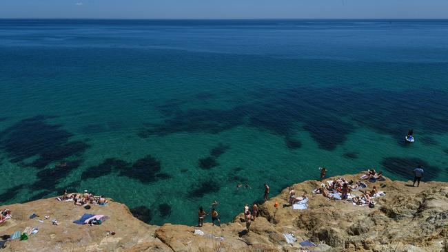 The Pillars at Mount Martha where Quinn Story lost his life. The spot is popular with young swimmers.