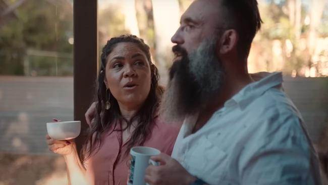 Shadow Indigenous Affairs Minister Jacinta Price and her husband Colin Lillie appear in an ad for the No campaign.