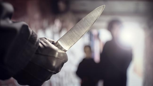 The young man threatened to stab his partner’s mother in law and her four children.