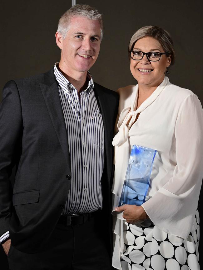 Megan McLoughlin and husband Mark McLoughlin at the South Australian of the Year awards. Picture: Bianca De Marchi