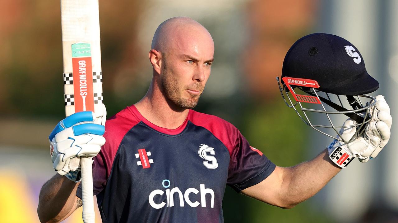 Chris Lynn after scoring a century in Vitality T20 Blast in England this year. Picture: David Rogers/Getty Images
