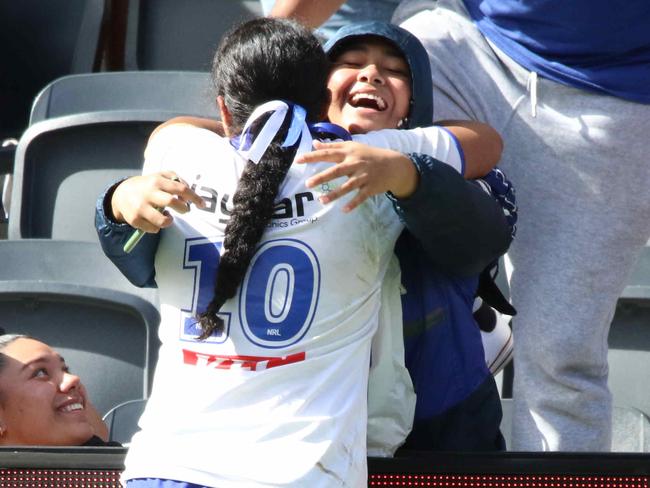 Heilala Fifita celebrates with fans. Picture: Warren Gannon Photography