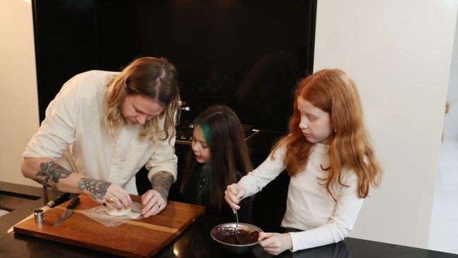 Pete Campbell pictured with daughters Lux and Scout in 2022. Picture: Supplied
