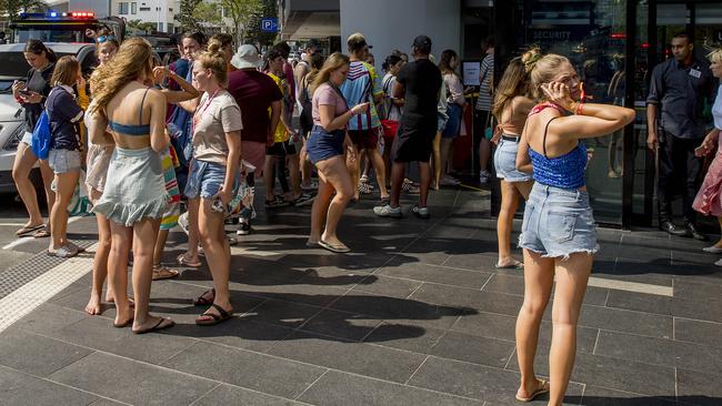 Schoolies congregating in Surfers Paradise. Picture: Jerad Williams