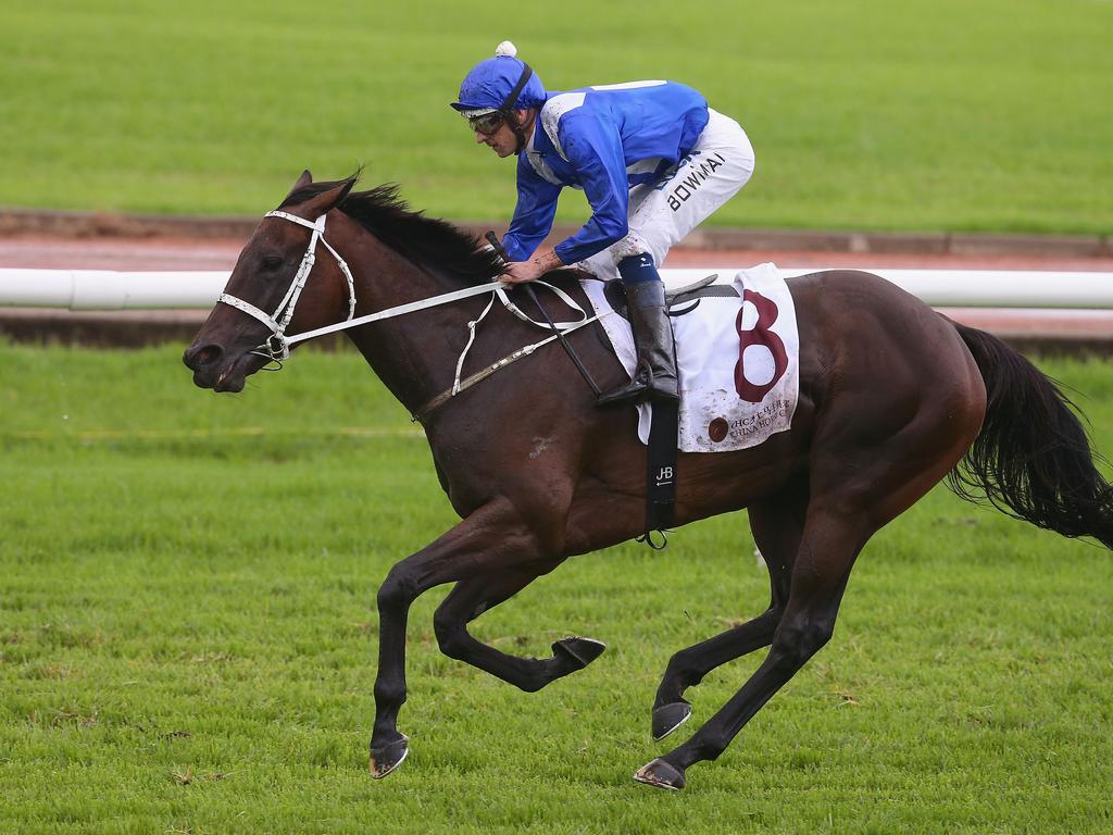 Hugh Bowman riding Winx wins Race 5 on Golden Slipper Day.