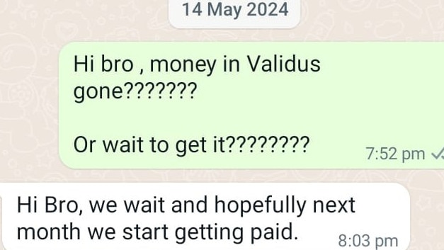 The messages leaked from WhatsApp. Picture: Supplied