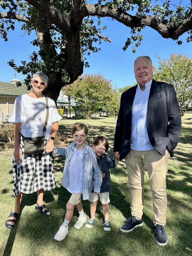 Charli Walters’s parents Lisa and David Molloy with her two sons Willem and Odin.