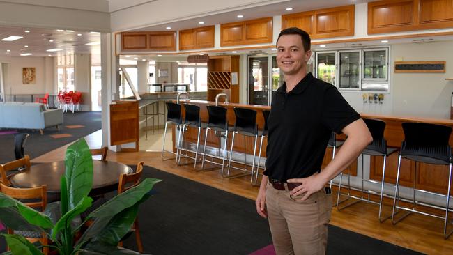 Taz Townsend from Ray White Commercial at the restaurant, bar, and kitchen facility at Carlyle Gardens Retirement Village. Picture: Evan Morgan