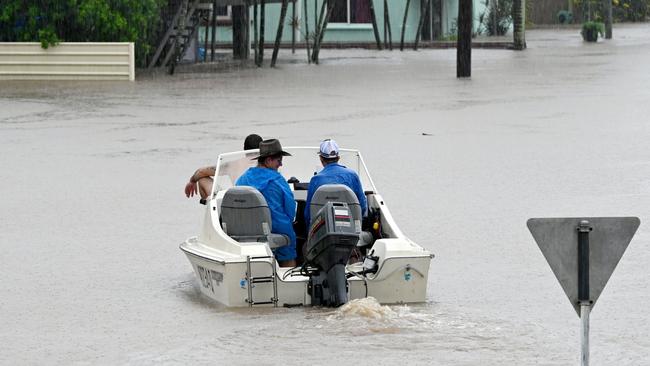 Boats were the main mode of transport on Sunday. Picture: Mostyn Swain.