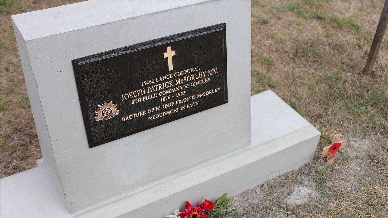 New headstone for Lance Corporal Joseph Patrick McSorley by the Headstone Project, which started in Tasmania and now works in several states. Picture: Facebook/The Headstone Project