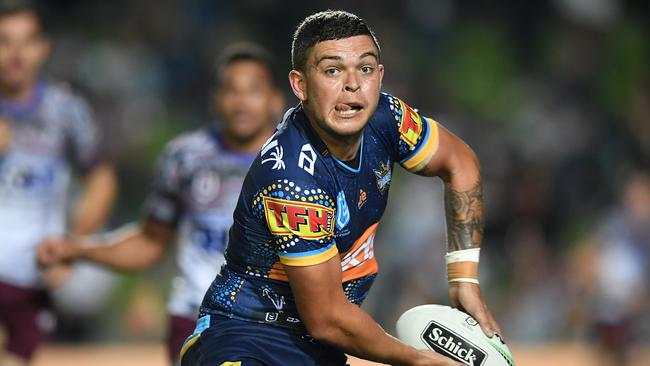 Ash Taylor in action against the Manly Sea Eagles.