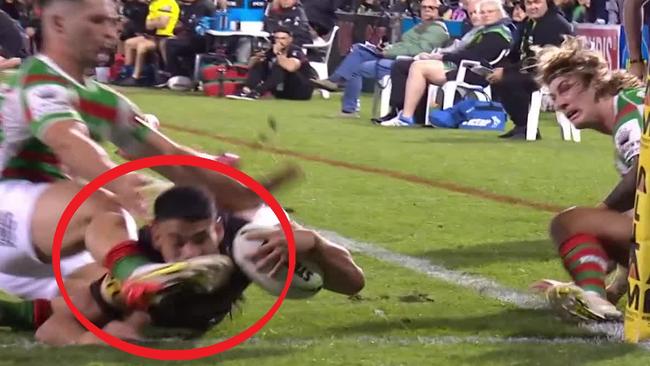 Taylan May copped a boot to the face on his way to scoring a try. Picture: Supplied