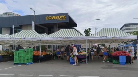 The My Fruit Shop Cotters Market stall. This is where the farm's fruit usually ends up.