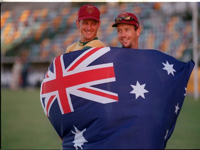 4DEC95 -New  Australian test cricketers, Queenslanders Michael Kasprowicz and Stuart Law. picture Anthony Weate. p//cricket.