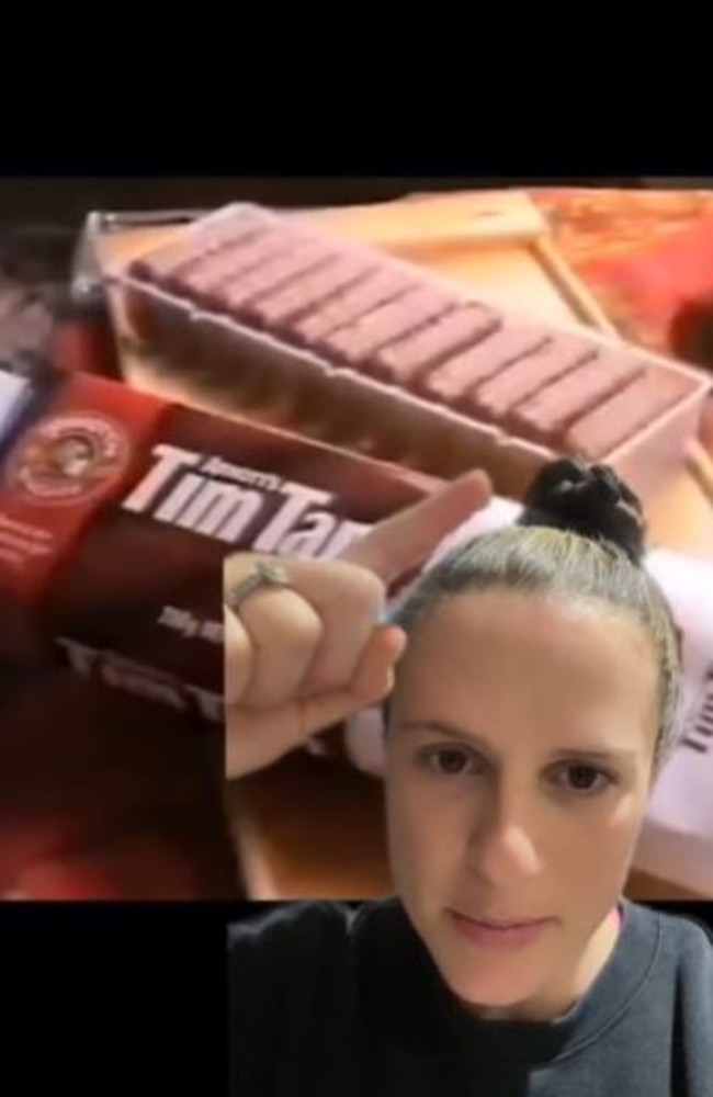 Woman has accused Arnott's of shrinkflation when it comes to TimTams. Picture: TikTok/@amanda.catalano