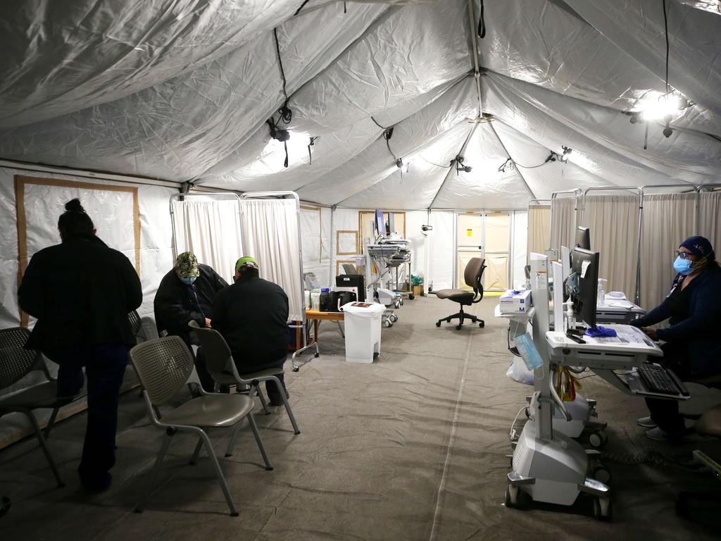 A triage tent outside of a hospital in the ‘absolutely out of control’ United States. Picture: Mario Tama/Getty Images/AFP