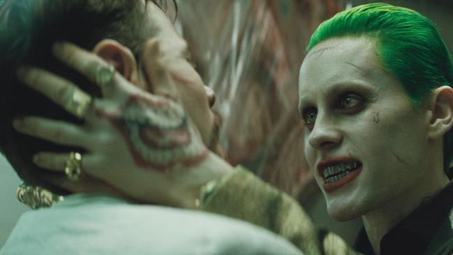 **REVIEW USE ONLY**Jared Leto, right, as "The Joker" in a scene from Suicide Squad.