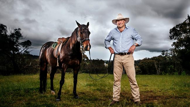 Nationals candidate for Orange Scott Barrett takes a break on a property in Orange ahead of the by-election. Picture: Jonathan Ng