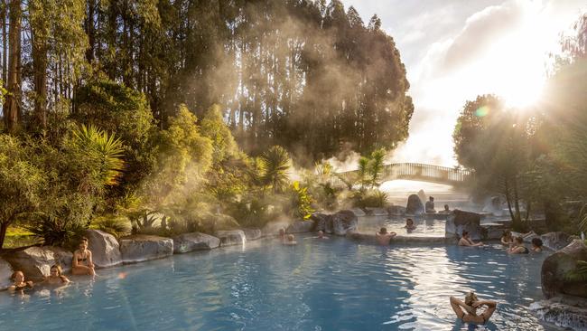 Steamy hot springs at Wairakei Terraces and Thermal Health Spa. Photography by Camilla Rutherford.