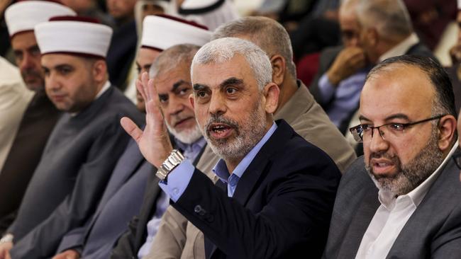 Yahya Sinwar attends a meeting in Gaza City in 2022. Picture: AFP.