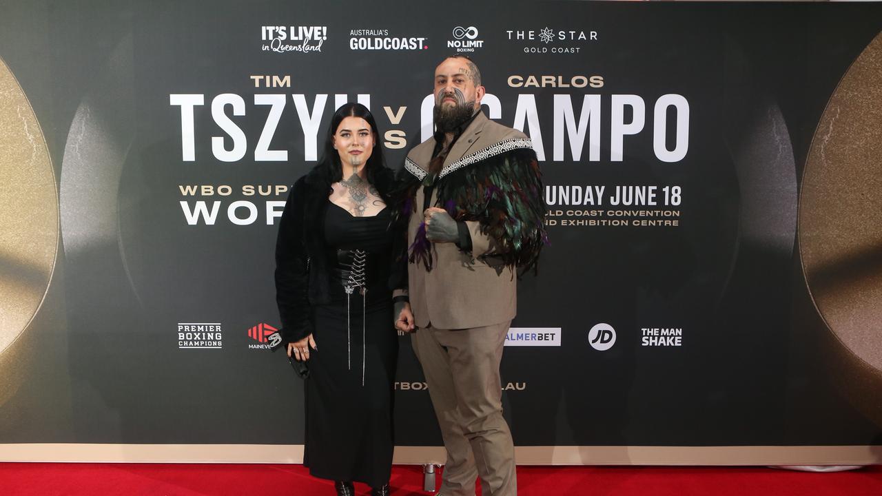 Tim Tszyu v Carlos Ocampo fight launch party, Nineteen at the Star, Broadbeach. (L-R) are Tahlia Pappas with Haze The Huntsman. Picture by Richard Gosling