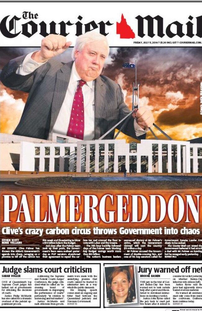 The cover of &lt;i&gt;The Courier-Mail&lt;/i&gt; today.