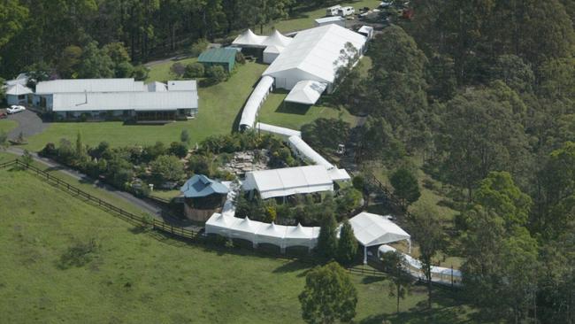 Aerial view of Russell Crowe's property in Nana Glen near Coffs Harbour.