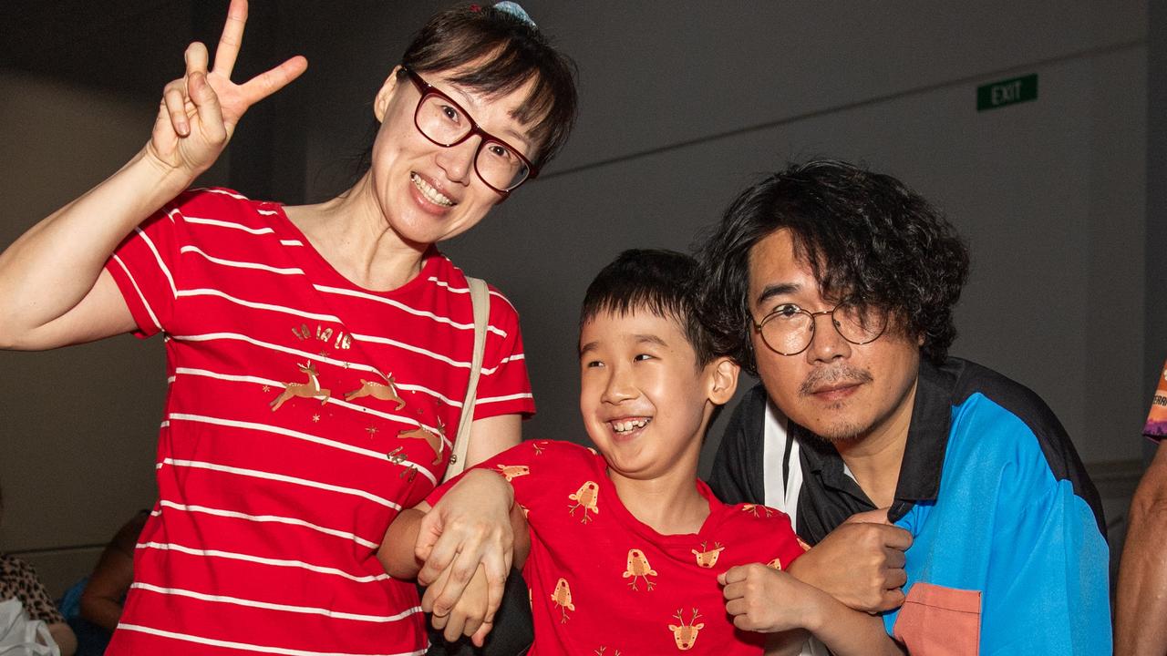 Baek, Jo and Laon at the 2023 Special ChildrenÃ&#149;s Christmas Party in Darwin Convention Centre, Saturday. Picture: Pema Tamang Pakhrin