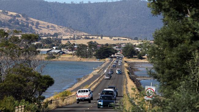 The causeway between Sorell and Midway Point.