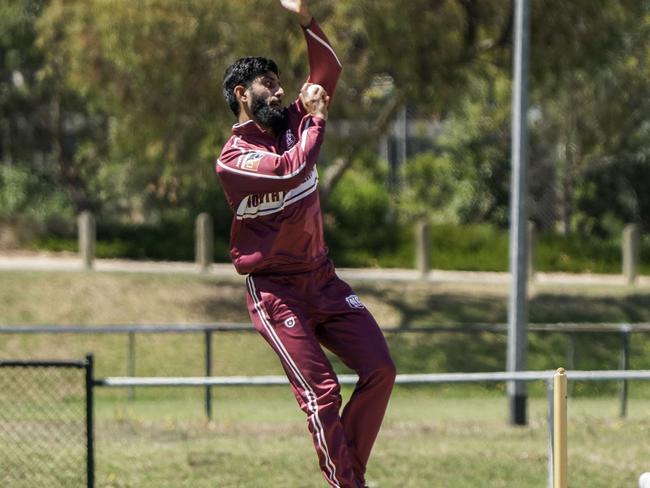 North Dandenong’s Javed Khan goes at Springvale South. Picture: Valeriu Campan