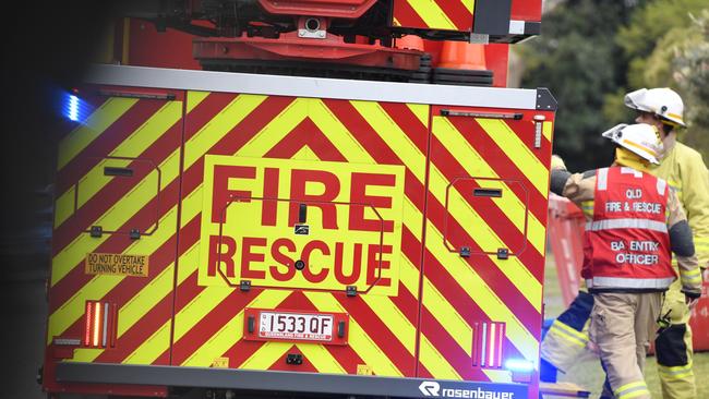 Fireys attend a house fire in Toowoomba, fire and rescue sign generic, QFES, Friday, June 23, 2023. Picture: Kevin Farmer