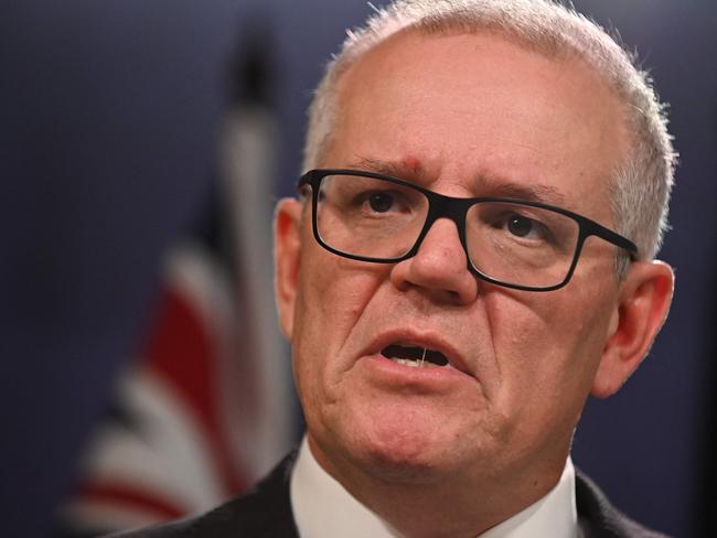 Australia's former prime minister Scott Morrison was accused by Prime Minister Anthony Albanese of secretly seizing control of five ministerial posts, labelling it a "trashing of our democracy". Picture: AFP