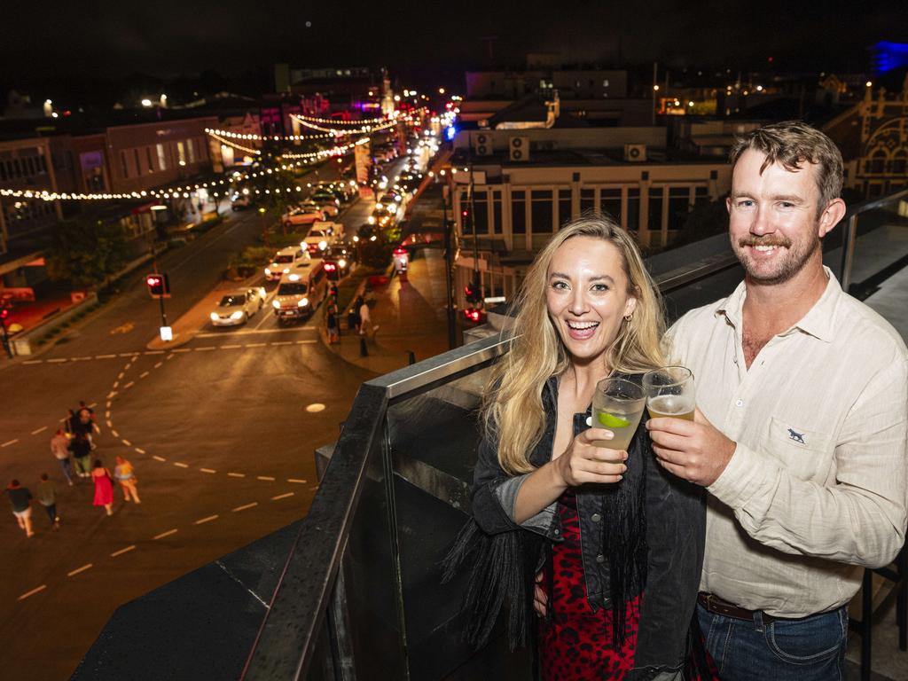 Tiffany Lawrence and Matt Gleeson celebrate New Year's Eve at George Banks, Tuesday, December 31, 2024. Picture: Kevin Farmer