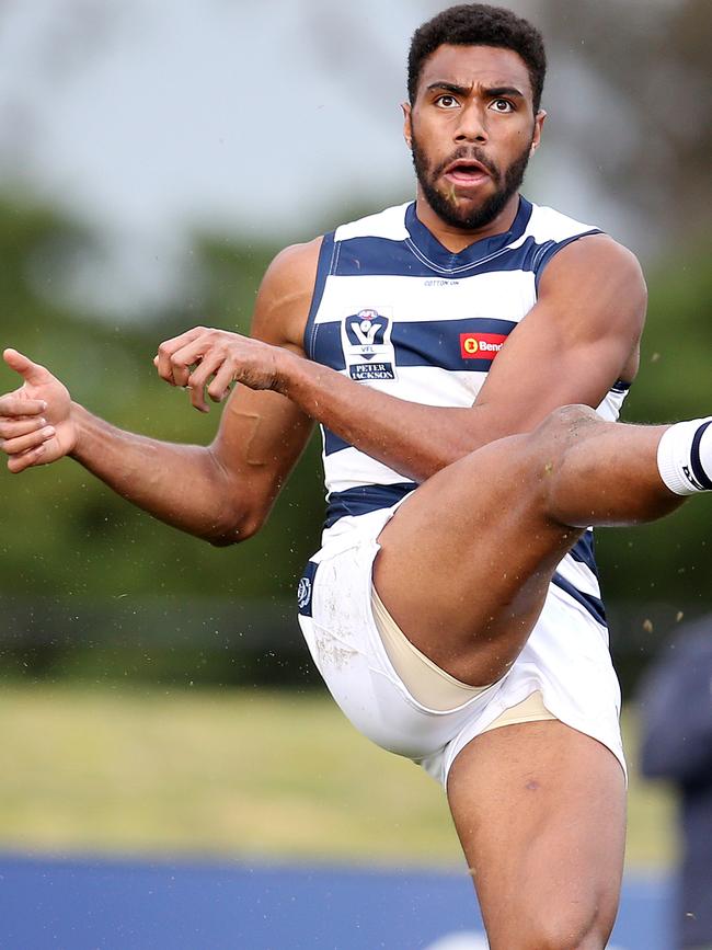 Geelong's Esava Ratugolea is an outside chance to face the Dees. Pic: Michael Klein