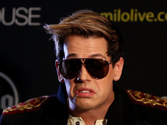 SYDNEY, AUSTRALIA - NOVEMBER 29:  Milo Yiannopoulos speaks during a press conference on November 29, 2017 in Sydney, Australia. Yiannopoulos is in Australia for his Troll Academy Tour.  (Photo by Lisa Maree Williams/Getty Images)