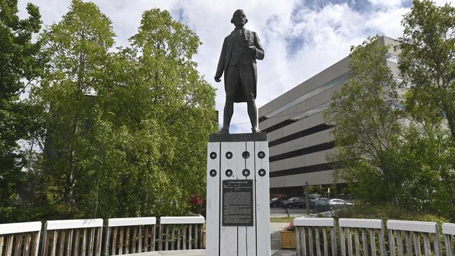 The statue of Captain Jame Cook in Resolution Park, Anchorage. Picture: AP