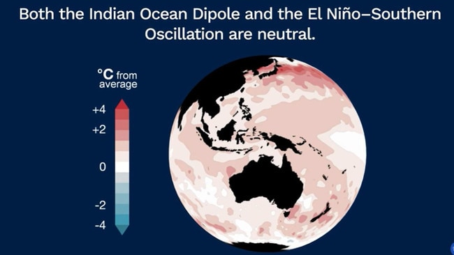 Australis’s climate drivers are in neutral gear. But it’s leaning la Nina so wetter weather is still on the cards. Pictures: BOM.