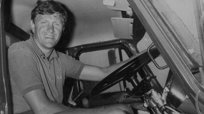 Former Rabbitohs star Ron Coote at his day job driving brewery trucks.