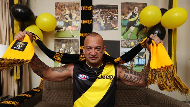 The proud dad has had to support his Richmond star son from afar. Picture: Alex Coppel.