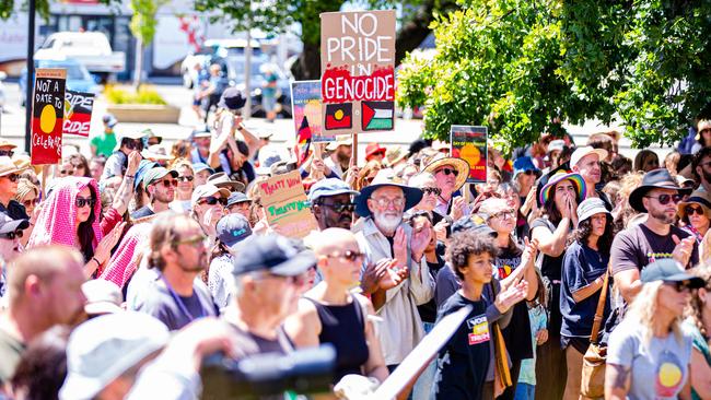 Crowds gathered at Parliament Lawns on Sunday 26th January 2025 for an Invasion Day march. Picture: Linda Higginson