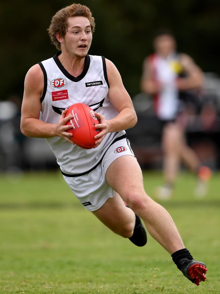 Essendon District: Luke Reichelt in full flight for Roxburgh Park against West Coburg. Picture: Andy Brownbill