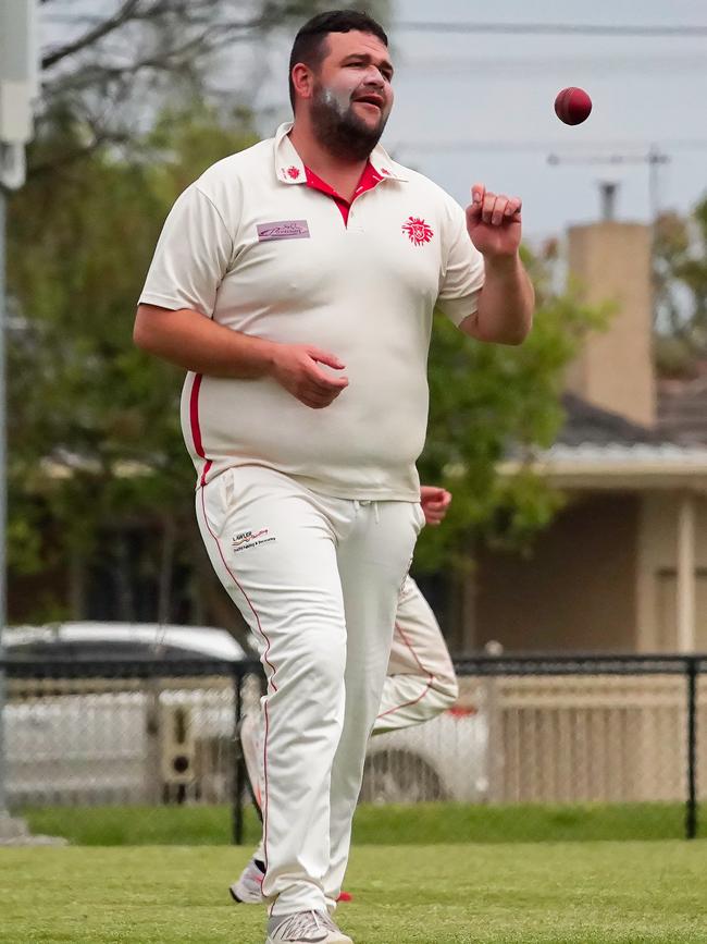 Springvale South bowler Jarryd Straker. Picture: Valeriu Campan