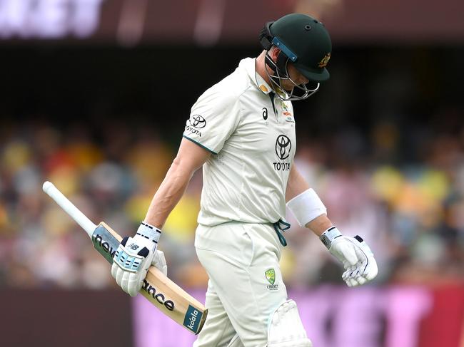 Steve Smith heads off after being dismissed. Picture: Bradley Kanaris/Getty Images