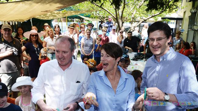 St Ives Occasional Care childcare centre celebrates its 37th anniversary, 10 years ago. Pictured from left is Tim Murphy, Margie Abbott, and Jonathan O'Dea.