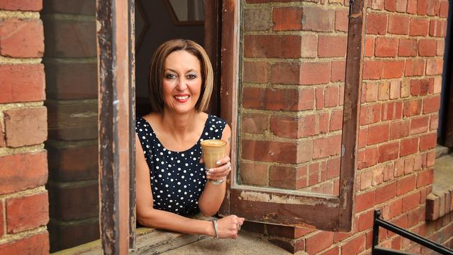 Maria Paoli has a coffee at The Vertue of the Coffee Drink in Carlton. Picture: Tony Gough
