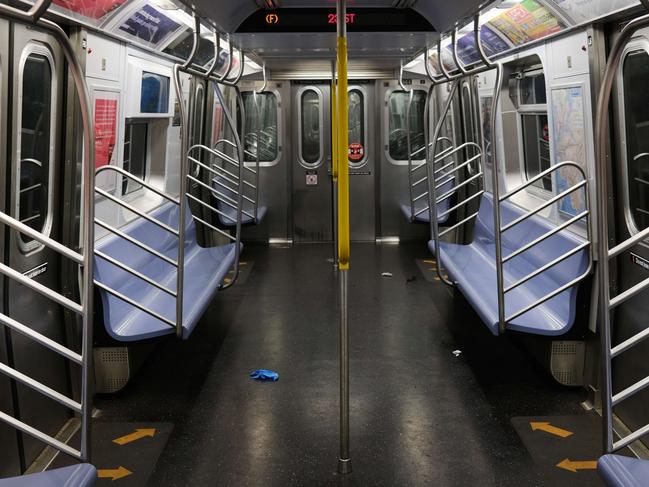 A subway car stands empty during the coronavirus outbreak.