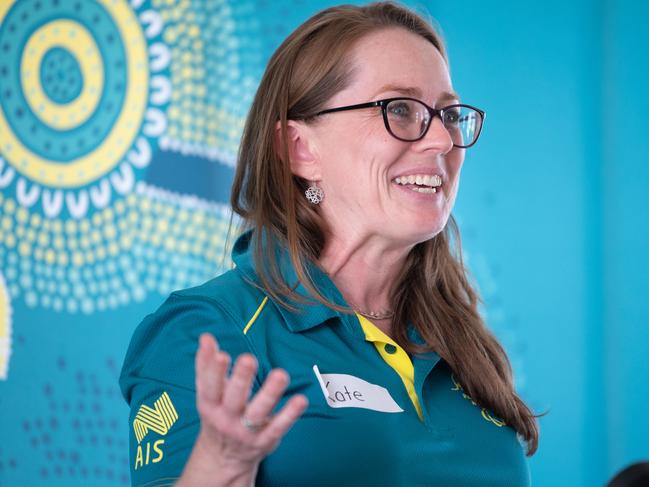 Kate McLoughlin, Head of Games & International Engagement speaking at a ceremony for Pin Project, acknowledging athletes from SA who have represented Australia at Paralympics since 1988 with a pin with their unique number according to the order they competed at the Games. Adelaide/ Kaurna Yarta on Thursday, November 9, 2023. (The Advertiser/ Morgan Sette)