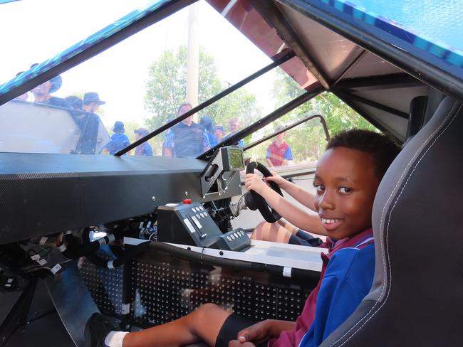 Naz Mburu in the passenger's side of the solar powered car, Monday, October 16, 2023. Picture: Darcy Jennings.