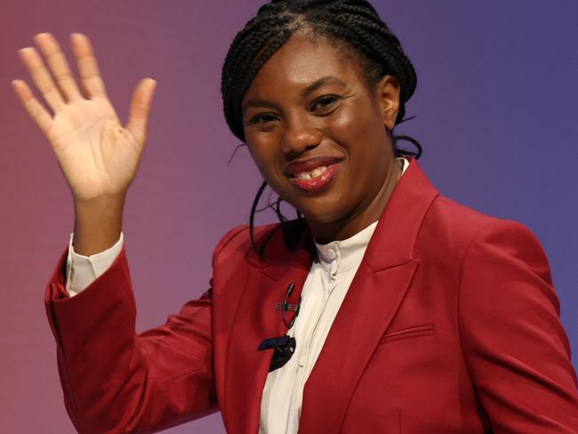 BIRMINGHAM, ENGLAND - SEPTEMBER 30: Conservative leadership contender Kemi Badenoch waves as she leaves the stage during day two of the Conservative Party Conference at Birmingham ICC Arena on September 30, 2024 in Birmingham, England. This year's Conservative Conference follows their loss of power at the July General Election seeing the party in opposition for the first time in fourteen years. The party is amid a leadership contest  and Rishi Sunak will step down once a successor has been elected. (Photo by Dan Kitwood/Getty Images)